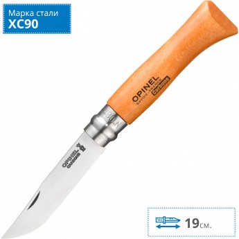 Нож OPINEL №8, углеродистая сталь, рукоять из дерева бука 113080