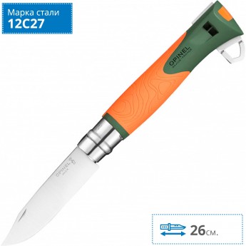 Нож OPINEL №12 EXPLORE, хаки, блистер 002143
